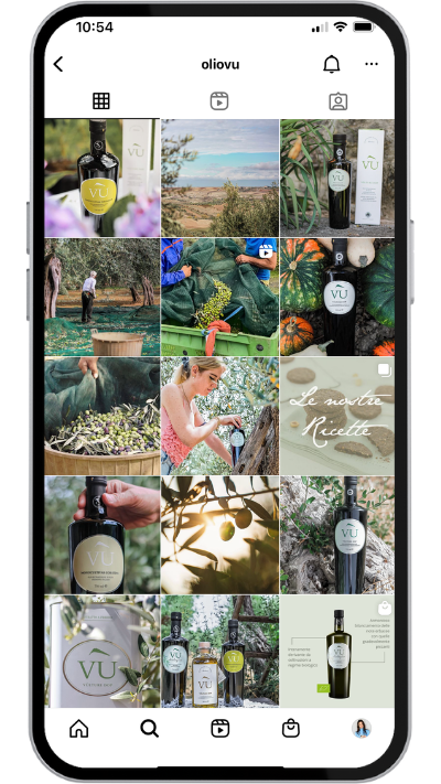 Feed instagram Olio vù realizzato da Monica marabese